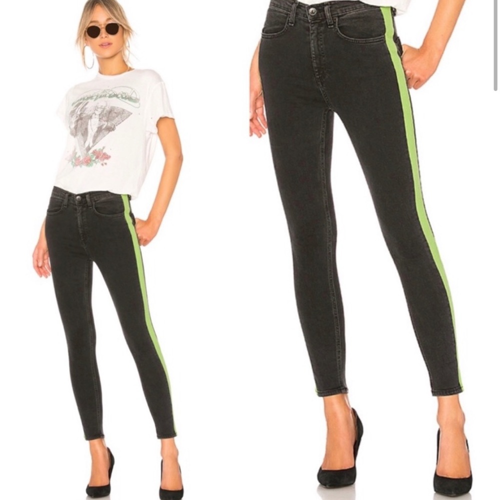 Rag & Bone Maxie Tuxedo Neon Stripe Skinny Jean S… - image 1